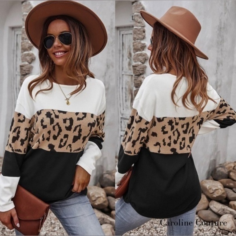 Colorblock Leopard print Sweater